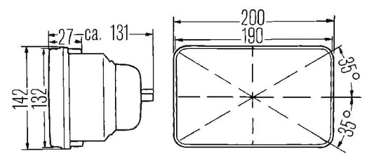 190 x 132mm H4 Single High/Low Beam Headlamp by Hella