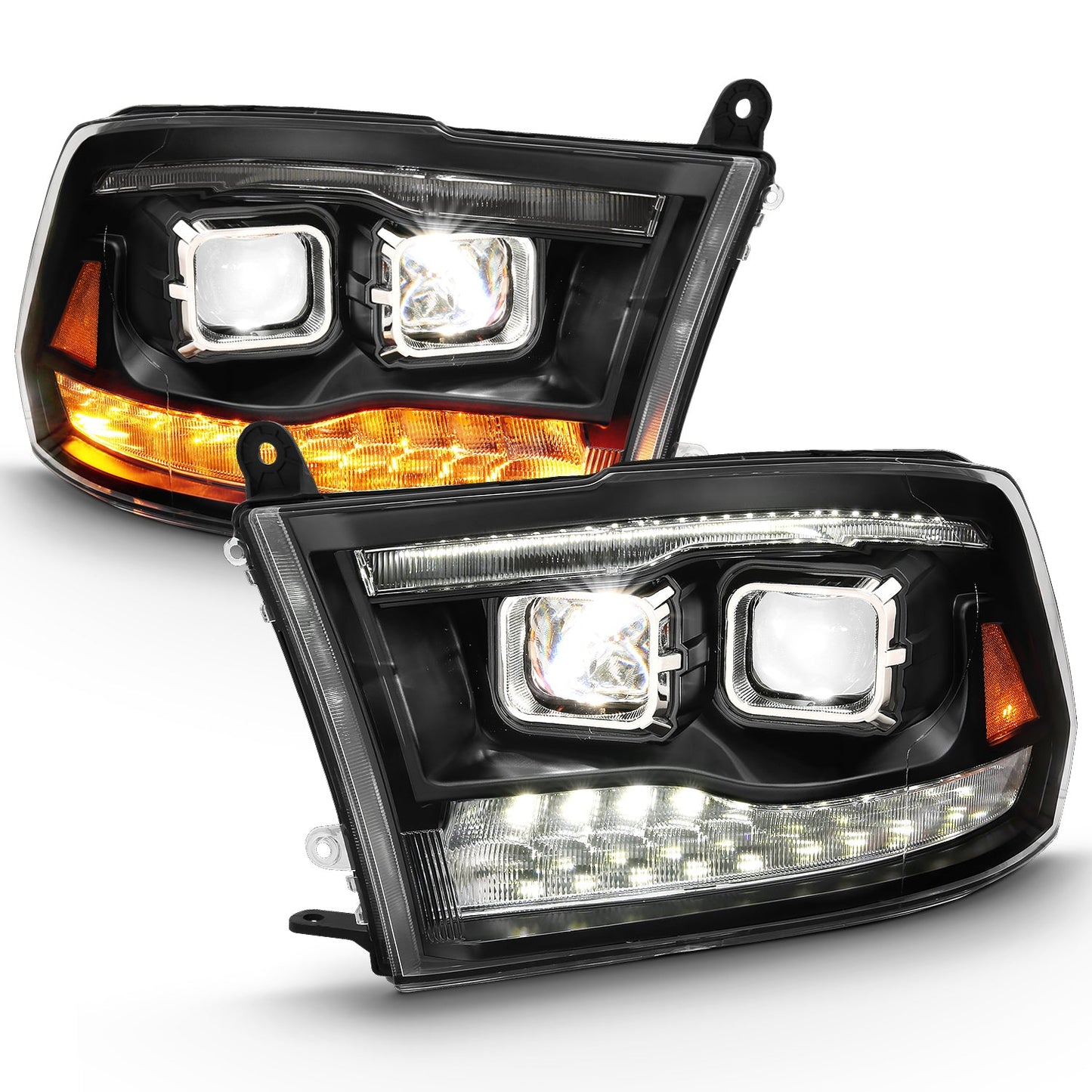 LED Projector Plank Style Switchback H.L Halo Black Amber (OE Style) by ANZO USA