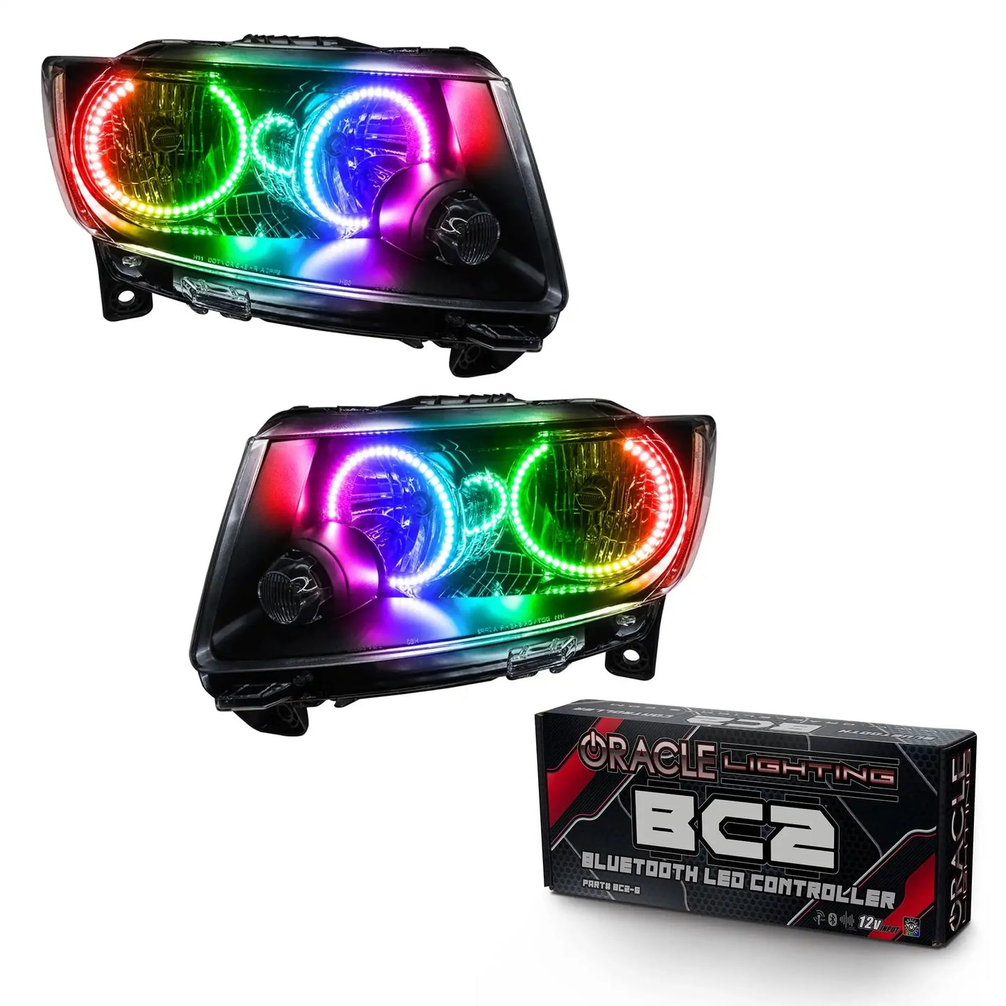 ORACLE Lighting 2011-2013 Jeep Grand Cherokee Pre-Assembled Halo Headlights - Non HID - Chrome by ORACLE Lighting