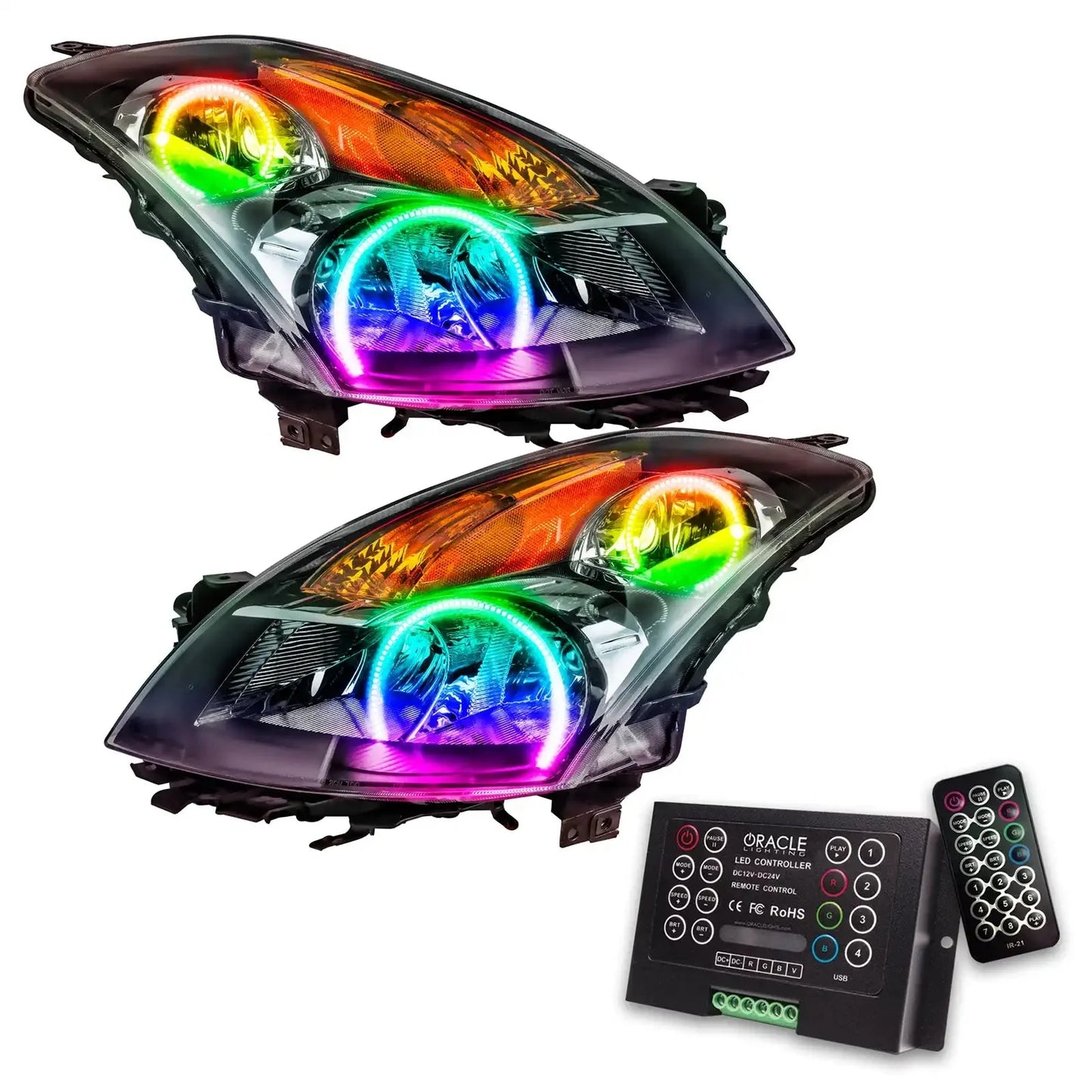 ORACLE Lighting 2007-2009 Nissan Altima Sedan Pre-Assembled Halo Headlights - Black Housing (Halogen) by ORACLE Lighting