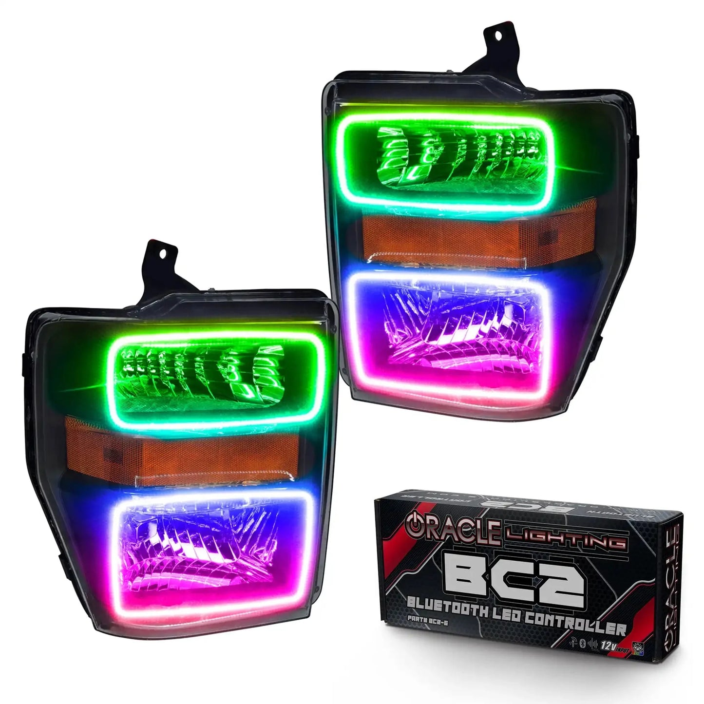 ORACLE Lighting 2008-2010 Ford F-250/F-350 Super Duty Pre-Assembled Halo Headlights - Black by ORACLE Lighting