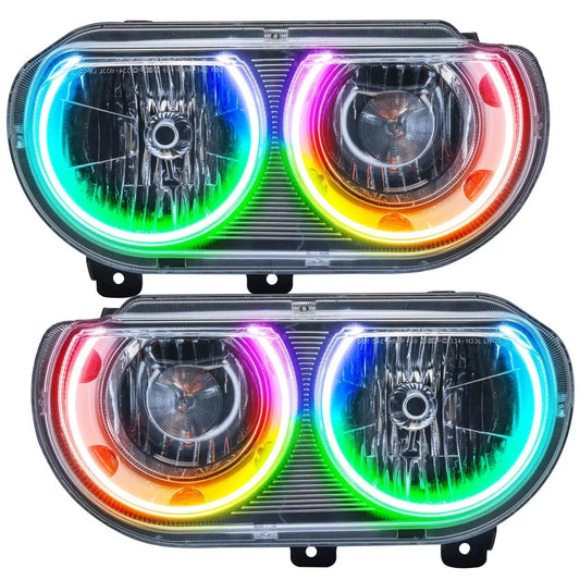 2008-2014 Dodge Challenger Pre-Assembled Headlights-Chrome-(Non-HID) Dynamic ColorSHIFT by ORACLE Lighting