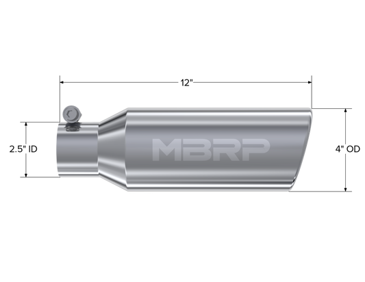 4in. OD. 2.5in. inlet. 12in. in length. Clampless-no weld T304. by MBRP Exhaust