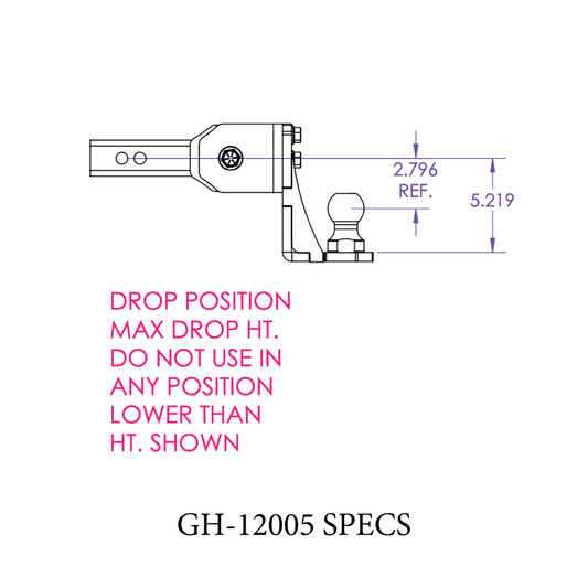 GLYDER TORSION-FLEX 2" Shank 6" drop .4K-.7K TW 7K Hitch & Ball 1" Dia Hole by GEN-Y Hitch