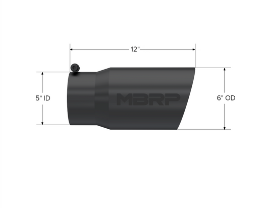 6" OD. Dual Wall Angled. 5" ID. 12" Length. BLK. by MBRP Exhaust