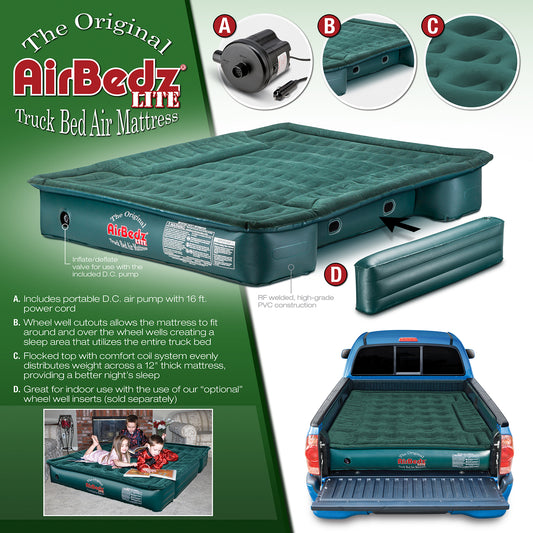 Mid-Size 6-6.5ft Truck Bed Air Mattress with Portable DC Air Pump with 16ft Cord by AirBedz