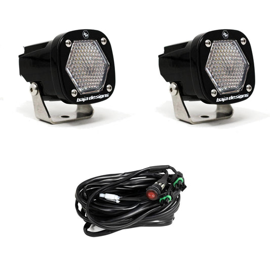 S1 Black LED Light Pod Pair (Work/Scene; Clear) by Baja Designs