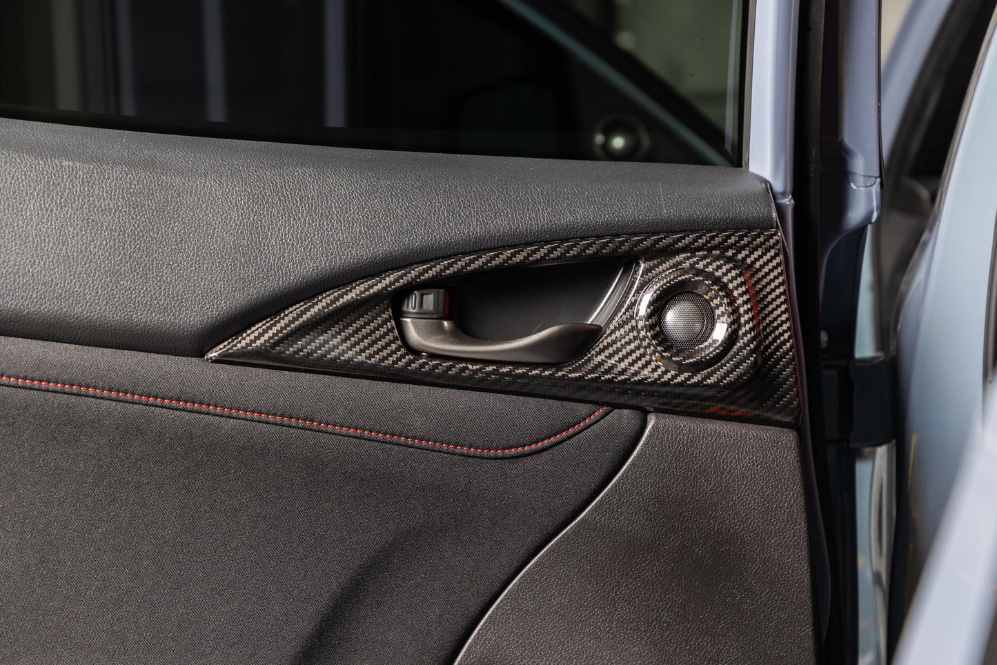 OLM LE Carbon Fiber Interior Door Handle Trim Covers (Full Set) - 2016 - 21 Honda Civic / 2017-21 Honda Civic Type R by MYX Automotive
