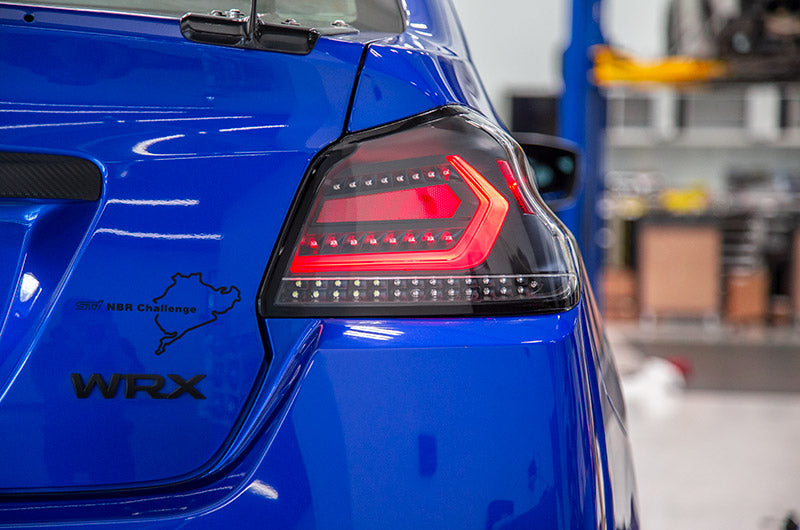 OLM Evolution Tail Lights (Clear Lens, Black Base, White Bar) - 2015-2021 WRX / STI by MYX Automotive