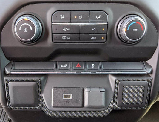 Lower Center Dash Accent Overlays 2019-2021 Chevrolet Silverado by Tufskinz.com