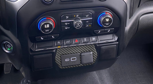 USB Center Dash Accent Overlay Fits 2019-2021 Chevrolet Silverado by Tufskinz.com