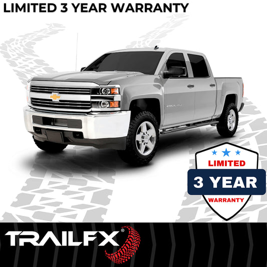 4 Inch Trapezoid Straight Pwdr Ctd Titanium Black Steel Plastic End Caps by TrailFX