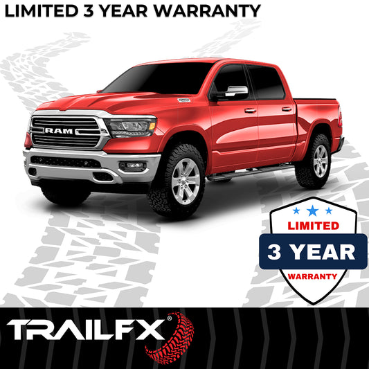 With Step Pads 4 In Trapezoidal Straight Powder Coated Titanium Black Steel With by TrailFX