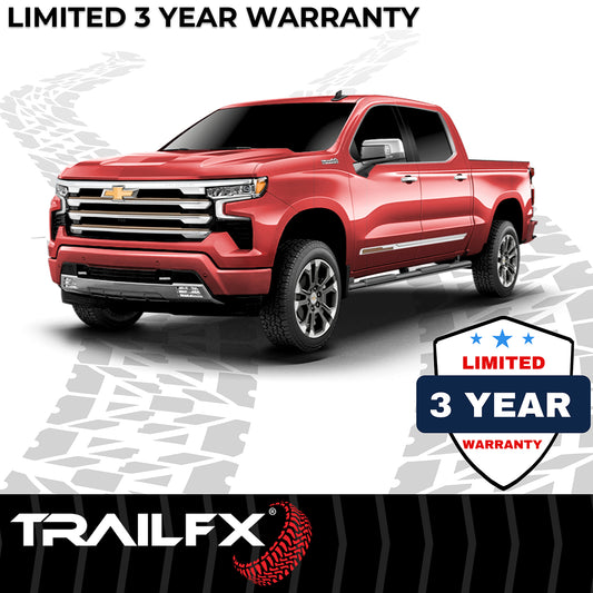 With Step Pads 4 In Trapezoidal Straight Powder Coated Titanium Black Steel With by TrailFX