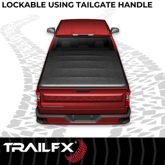 Soft Tri-Fold Non-Lockable Black Vinyl With Aluminum Rails by TrailFX