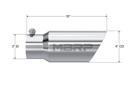 Tip. 4in. O.D.. Dual Wall Angled. 3in. inlet. 10in. length. T304. by MBRP Exhaust