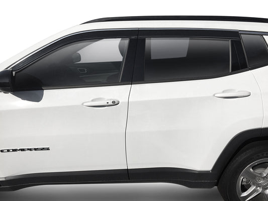Husky Liners Low Profile Ventvisor Deflector; Smoke with Chrome Trim; Outside Mount; 4 pc. – Fits 2017–2022 Jeep Compass