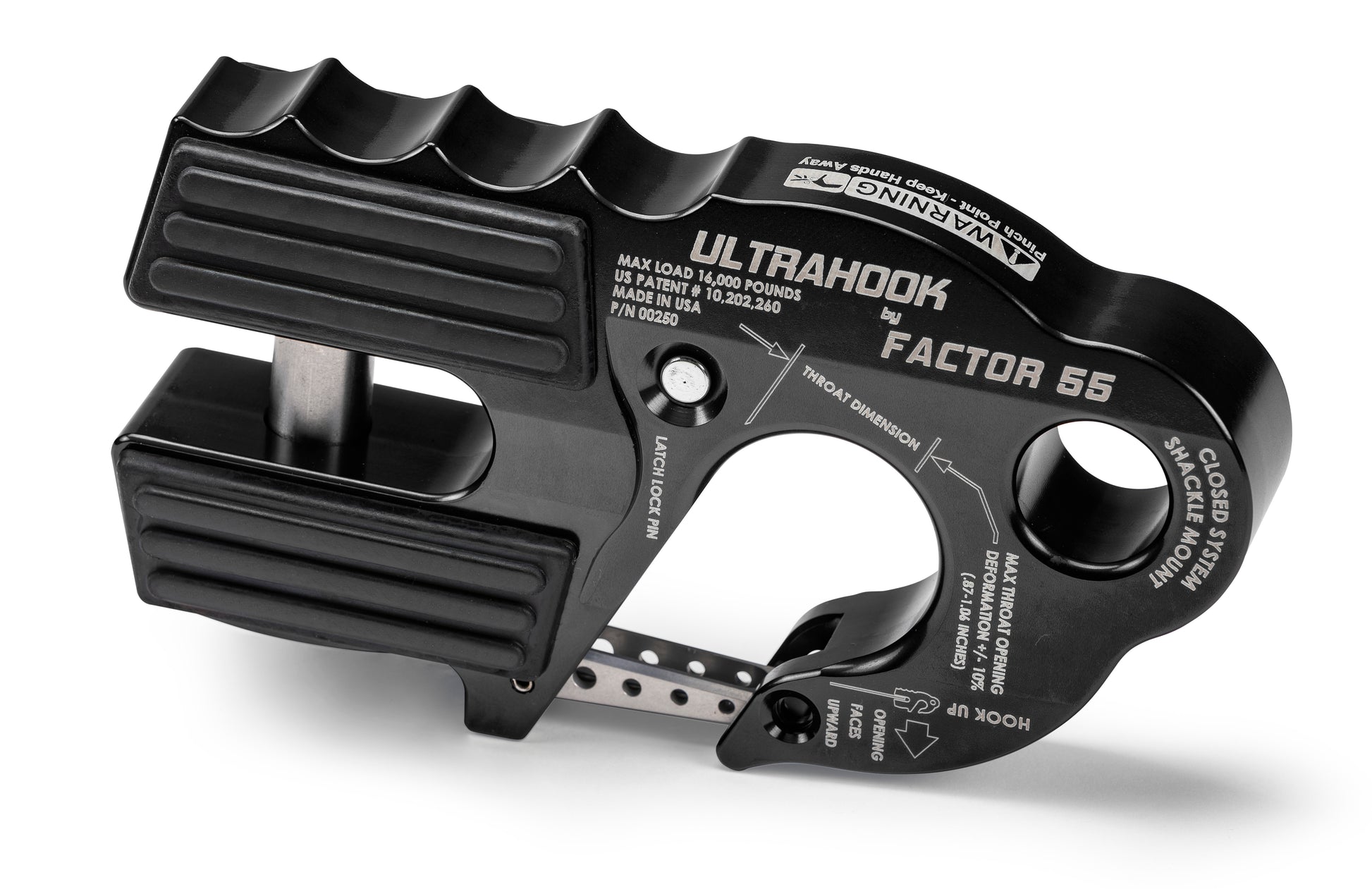 ULTRAHOOK WINCH HOOK WITH SHACKLE MOUNT -- BLACK by Factor 55