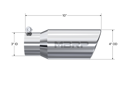Tip. 4in OD. 3in Inlet. 10in Length. Rolled End. T304 by MBRP Exhaust