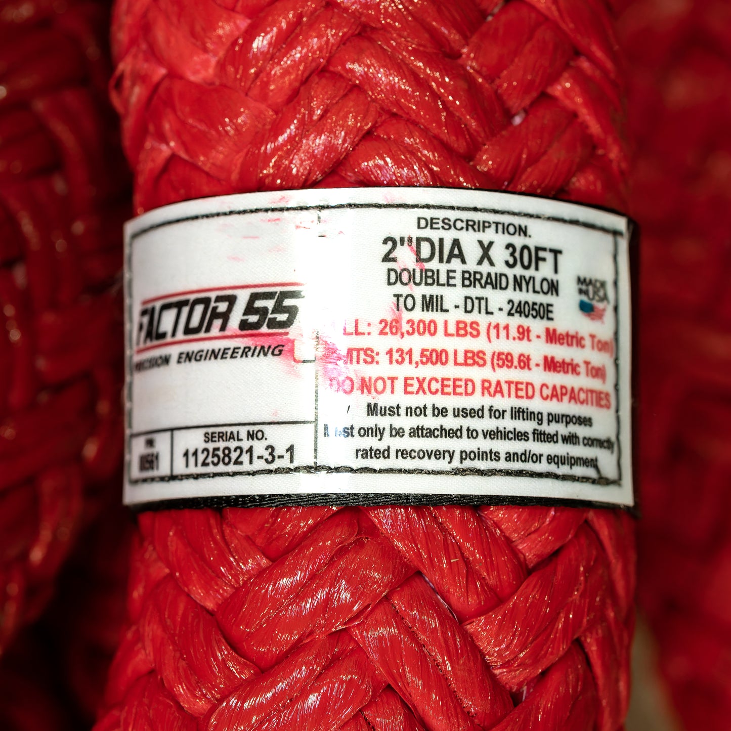 EXTREME DUTY KINETIC ENERGY ROPE 2IN DIA X 30 FT by Factor 55