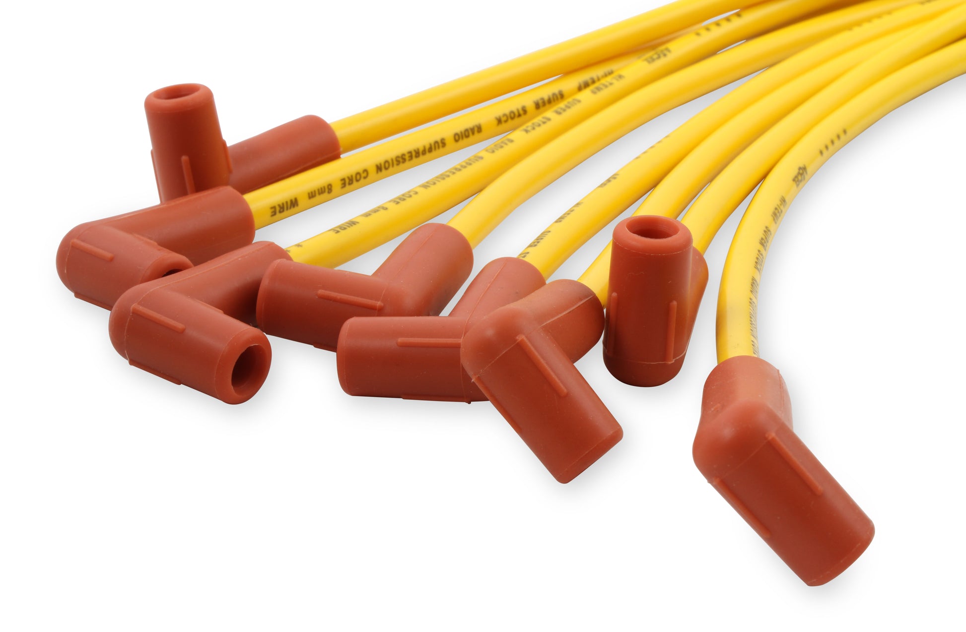 Spark Plug Wire Set - 8mm - Yellow with Orange 90 Deg Boots by ACCEL