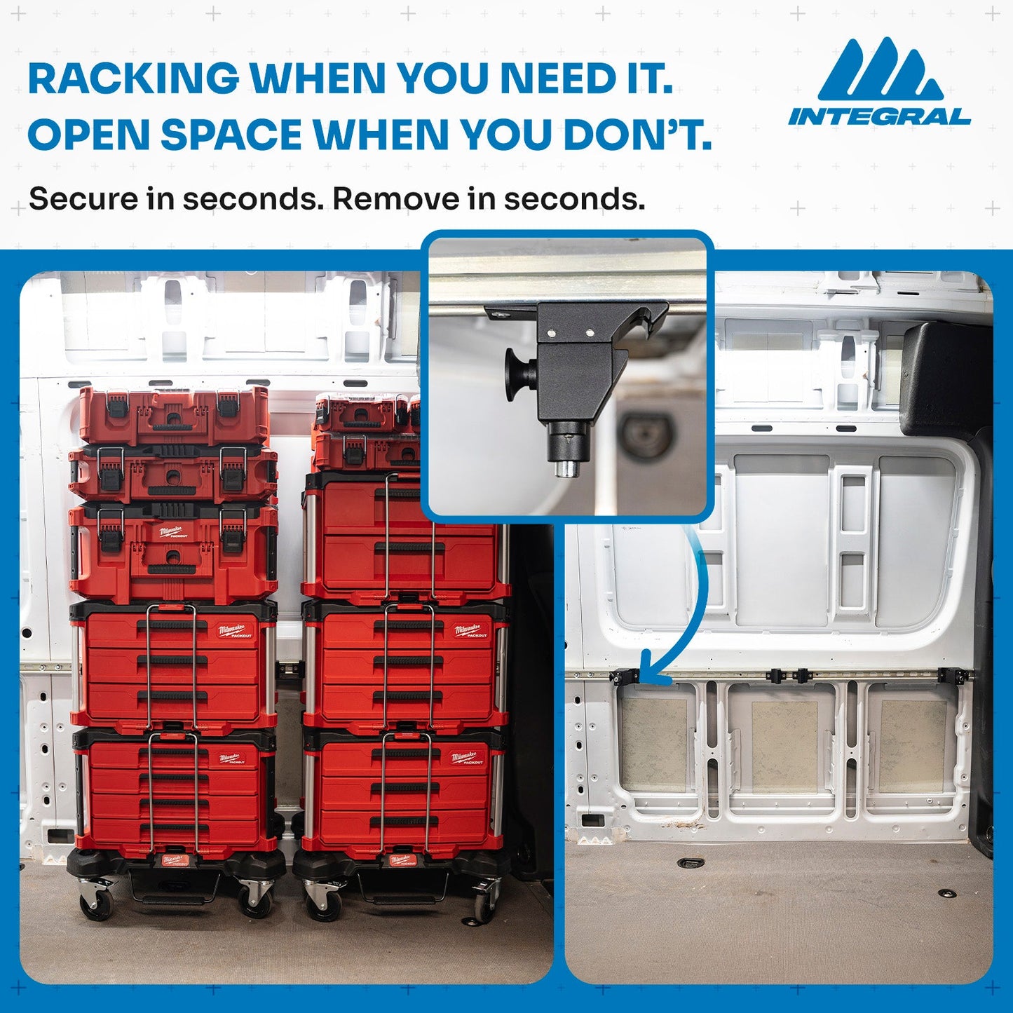 Stack Lock - Mount Compatible with Milwaukee Packout Organizers by Integral Truck
