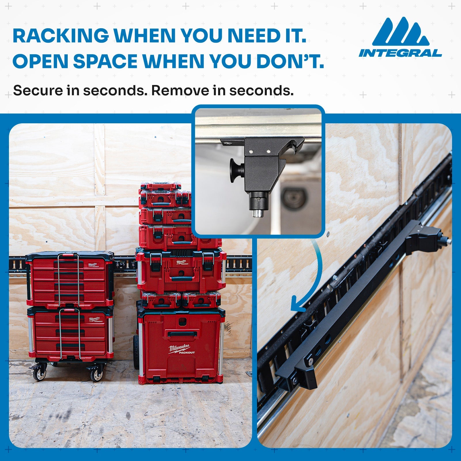 Stack Lock - Mount Compatible with Milwaukee Packout Organizers by Integral Truck