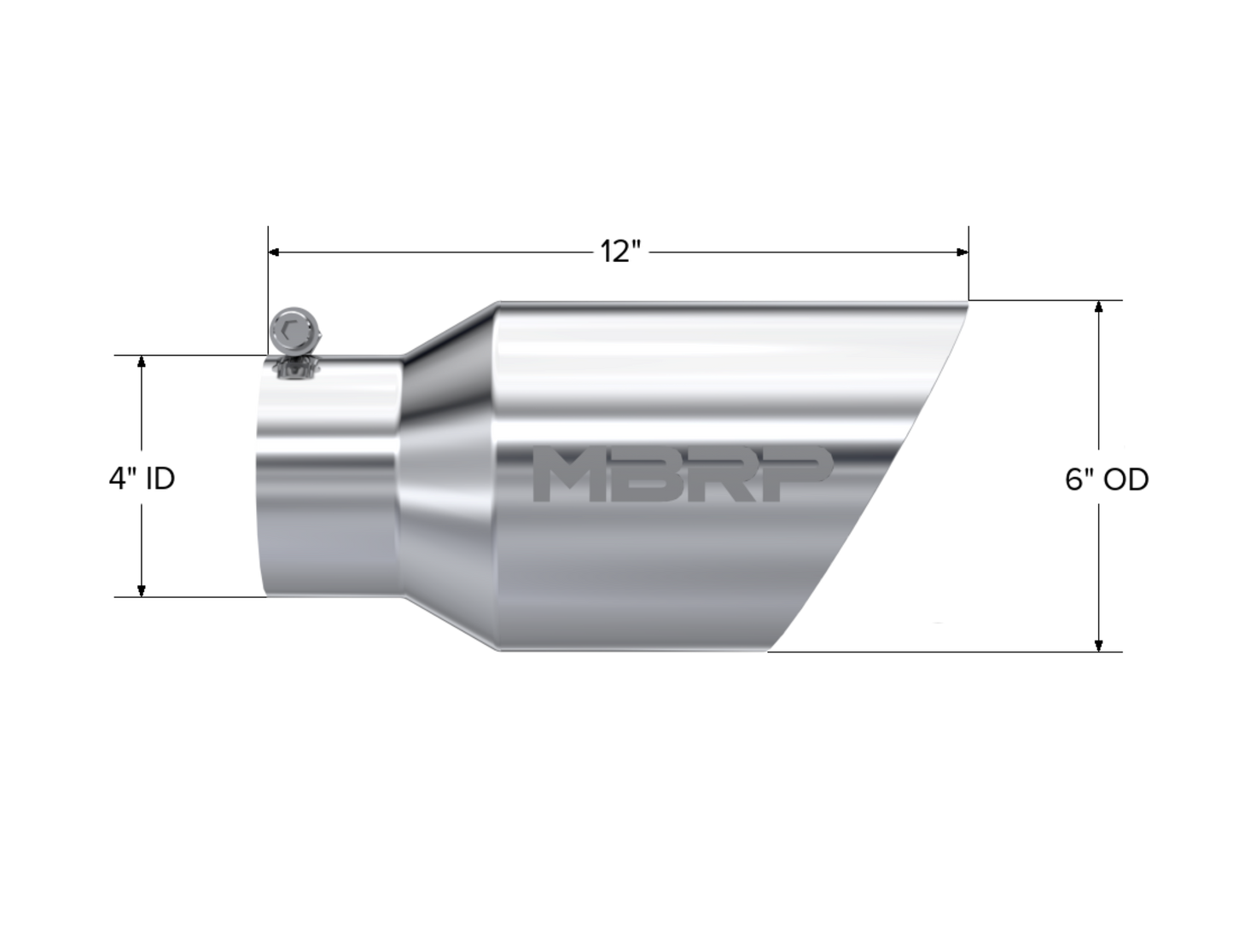 Tip. 6in. O.D. Dual Wall Angled 4in. inlet 12in. length. T304 Stainless Steel. by MBRP Exhaust