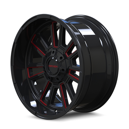 MAYHEM APOLLO 8115 GLOSS BLACK MILLED PRISM RED MILLED 20-9 8-165.1 0MM 125.2MM by Mayhem