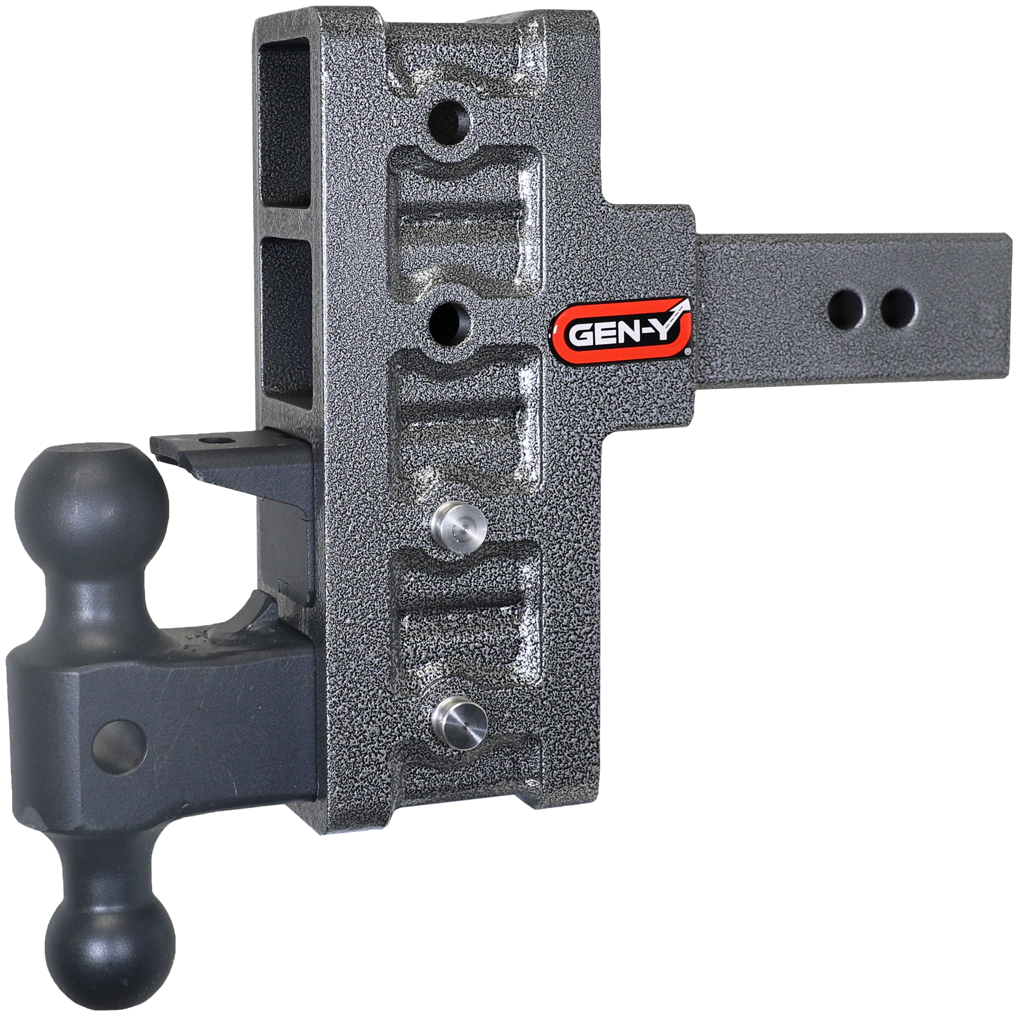 MEGA-DUTY 2.5" Shank 6" Offset Drop 3K TW 21K Hitch with Dual-Ball & Pintle Lock by GEN-Y Hitch