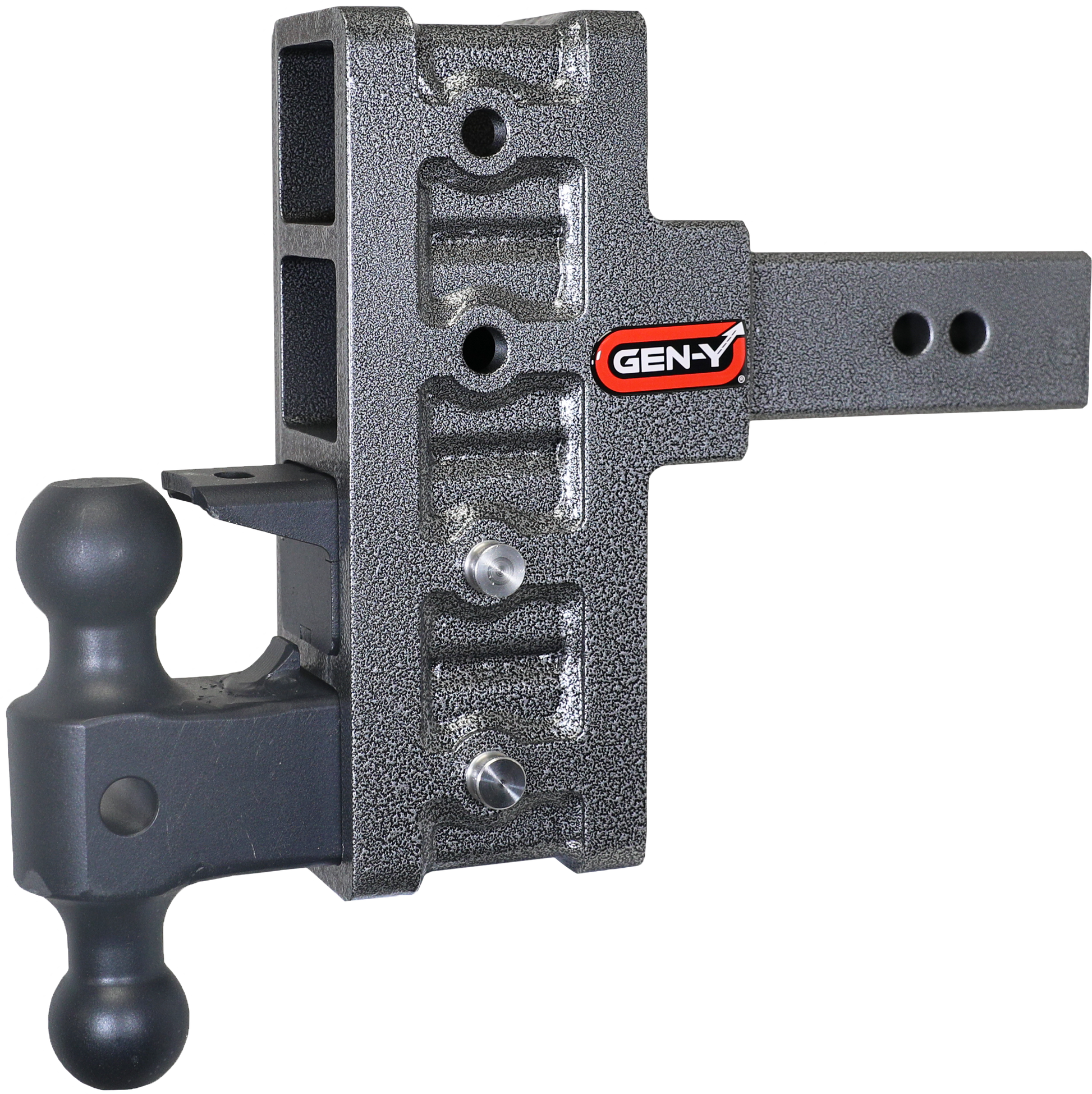 MEGA-DUTY 2.5" Shank 6" Offset Drop 3K TW 21K Hitch with Dual-Ball & Pintle Lock by GEN-Y Hitch