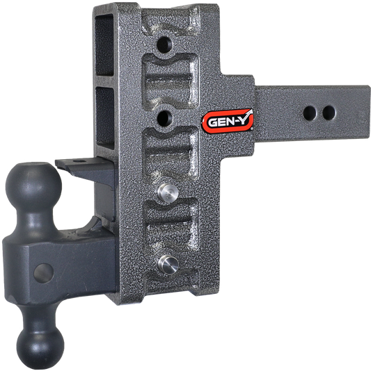 MEGA-DUTY 2.5" Shank 6" Offset Drop 3K TW 21K Hitch with Dual-Ball & Pintle Lock by GEN-Y Hitch