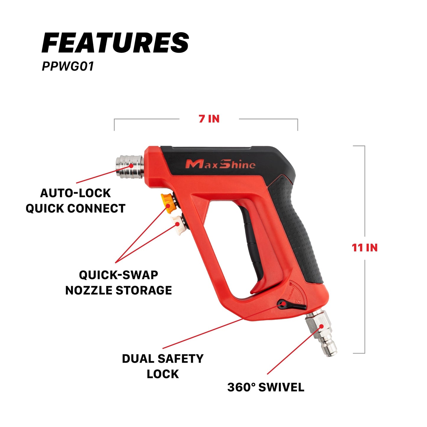 Pressure Washer Gun - Short Wand by MaxshineUSA