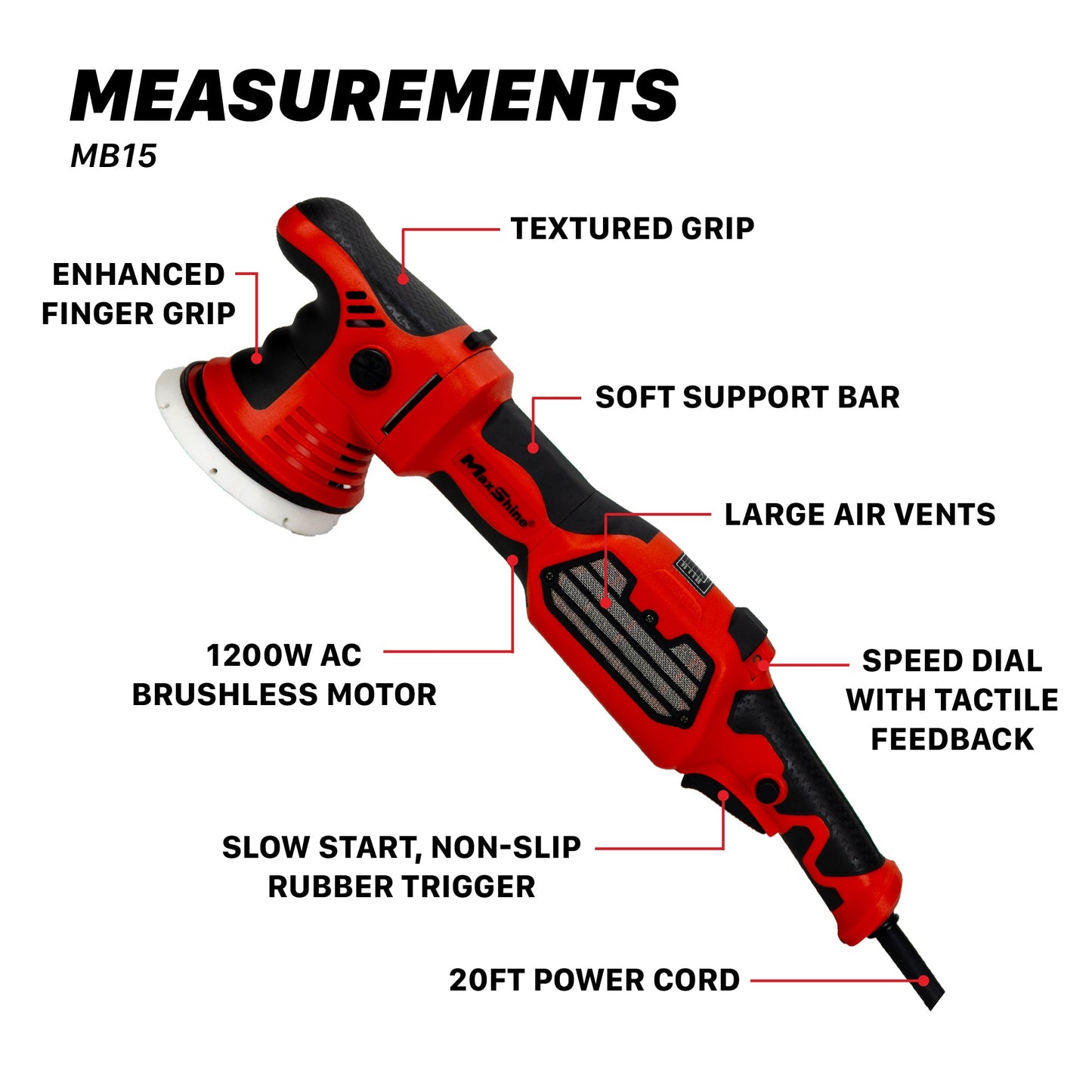 MB15 Pro 15mm Dual Action Brushless Polisher by MaxshineUSA