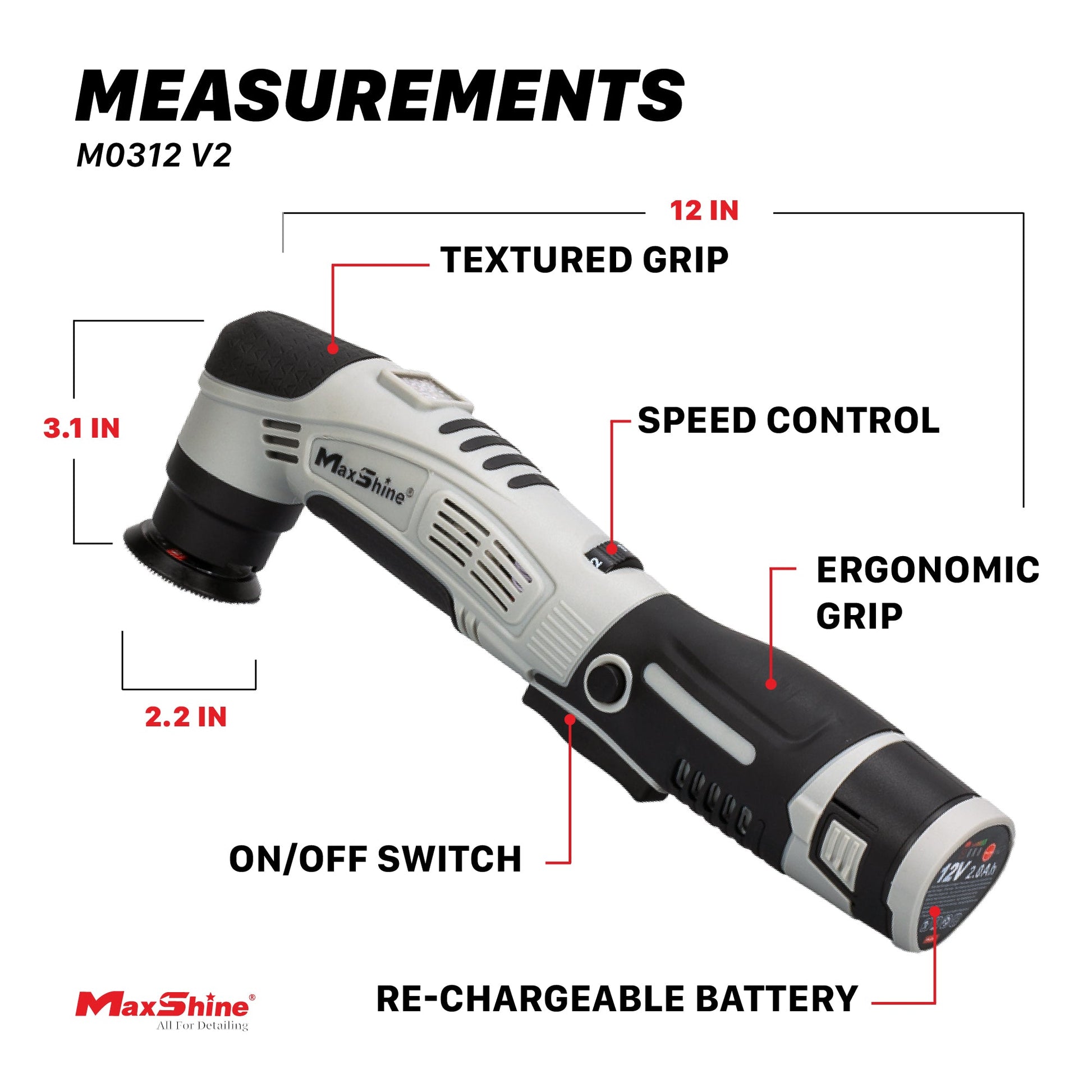 Cordless Dual Action Polisher | M0312 V2 - Cordless Hybrid Rotary & DA by MaxshineUSA