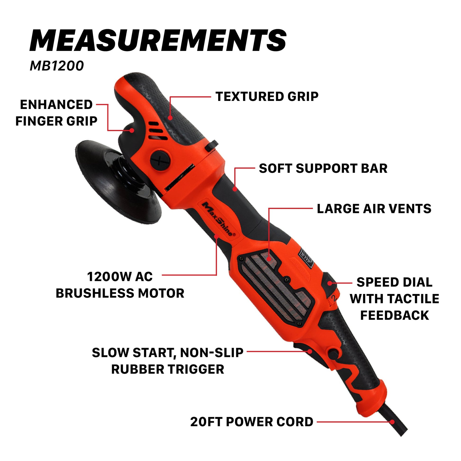 MB1200 Pro Rotary Brushless Buffer by MaxshineUSA