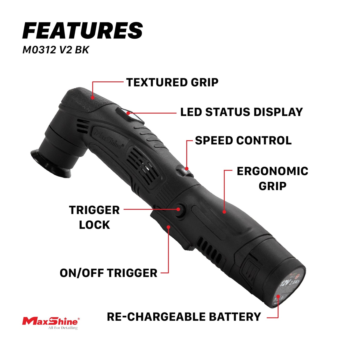 Cordless Dual Action Polisher | M0312 V2 - Cordless Hybrid Rotary & DA by MaxshineUSA
