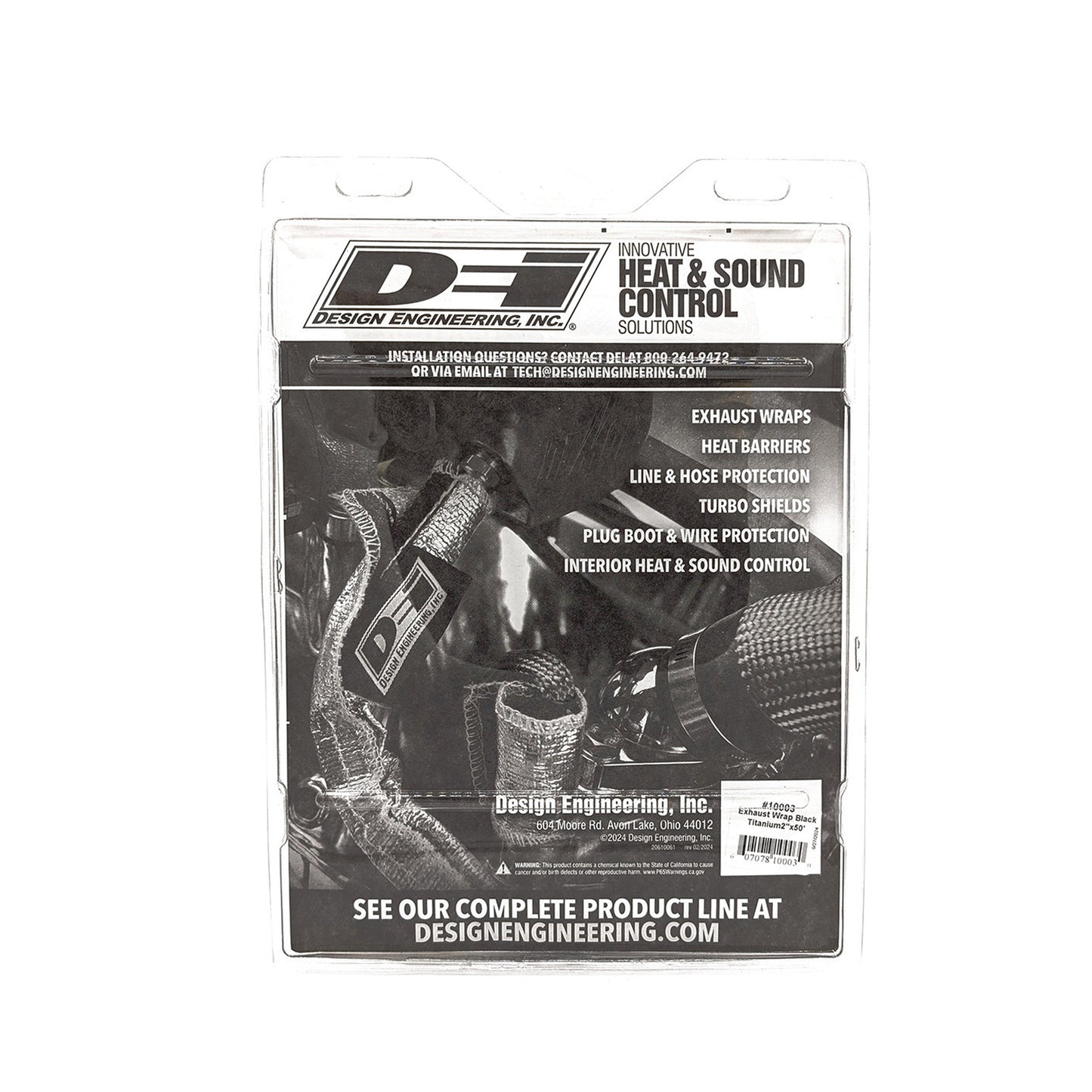 One 50 foot roll of 2 inch wide Black Titanium exhaust wrap. by Design Engineering
