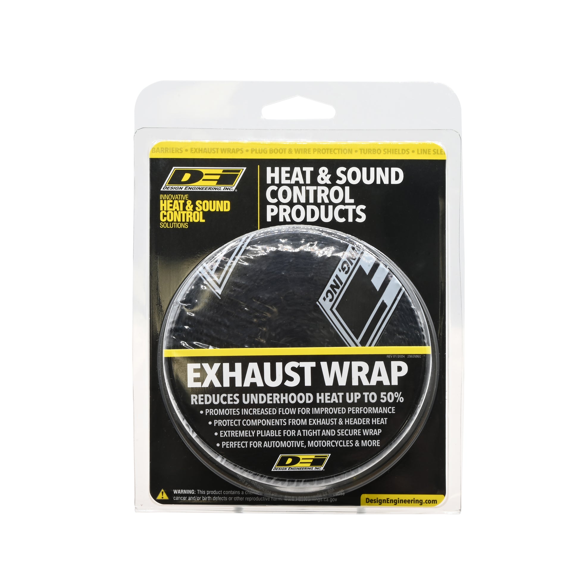 One 25 foot roll of 2 inch wide Black Glass Fiber exhaust wrap. by Design Engineering