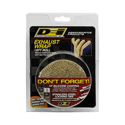 One 15 foot roll of 1 inch wide Tan Glass Fiber exhaust wrap. by Design Engineering