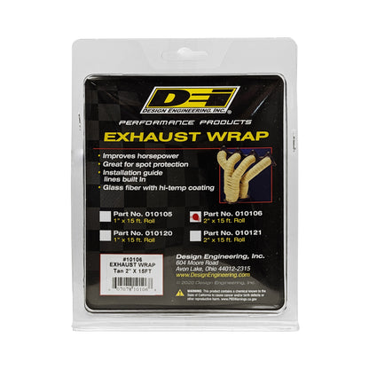 One 15 foot roll of 2 inch wide Tan Glass Fiber exhaust wrap. by Design Engineering