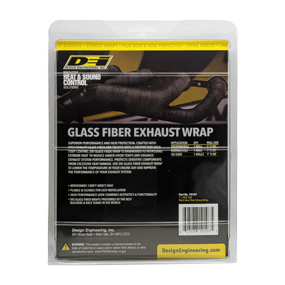 One 50 foot roll of 1 inch wide Black Glass Fiber exhaust wrap. by Design Engineering