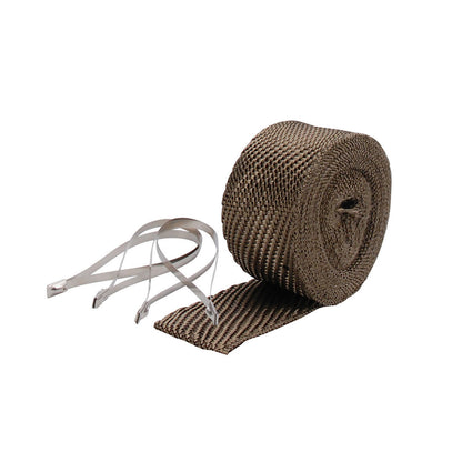 One 25 foot roll of 2 inch wide titanium exhaust wrap and four locking ties. by Design Engineering
