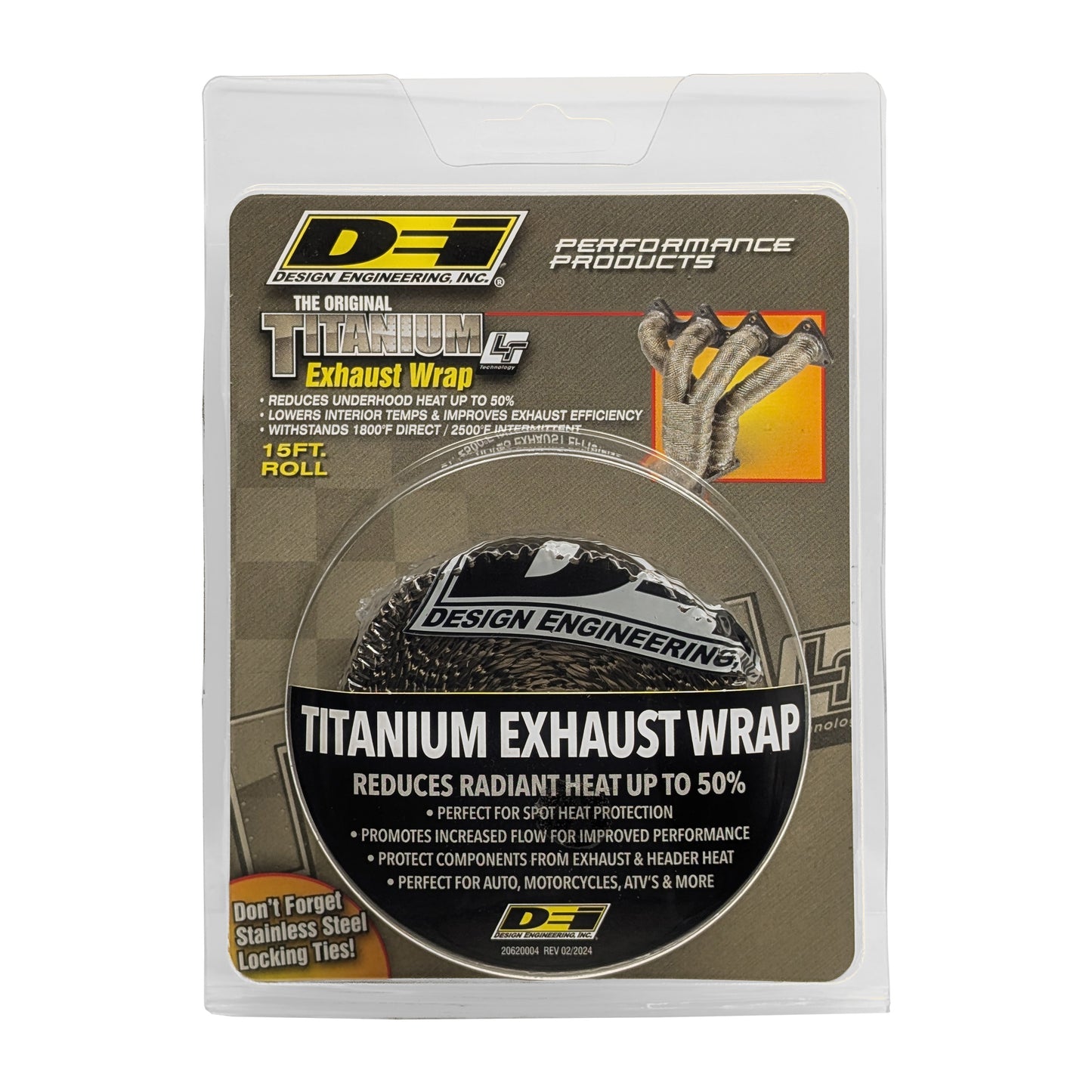 One 15 foot roll of 1 inch wide titanium exhaust wrap. by Design Engineering