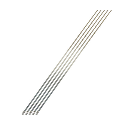 Five 14 inch long stainless steel locking ties. by Design Engineering
