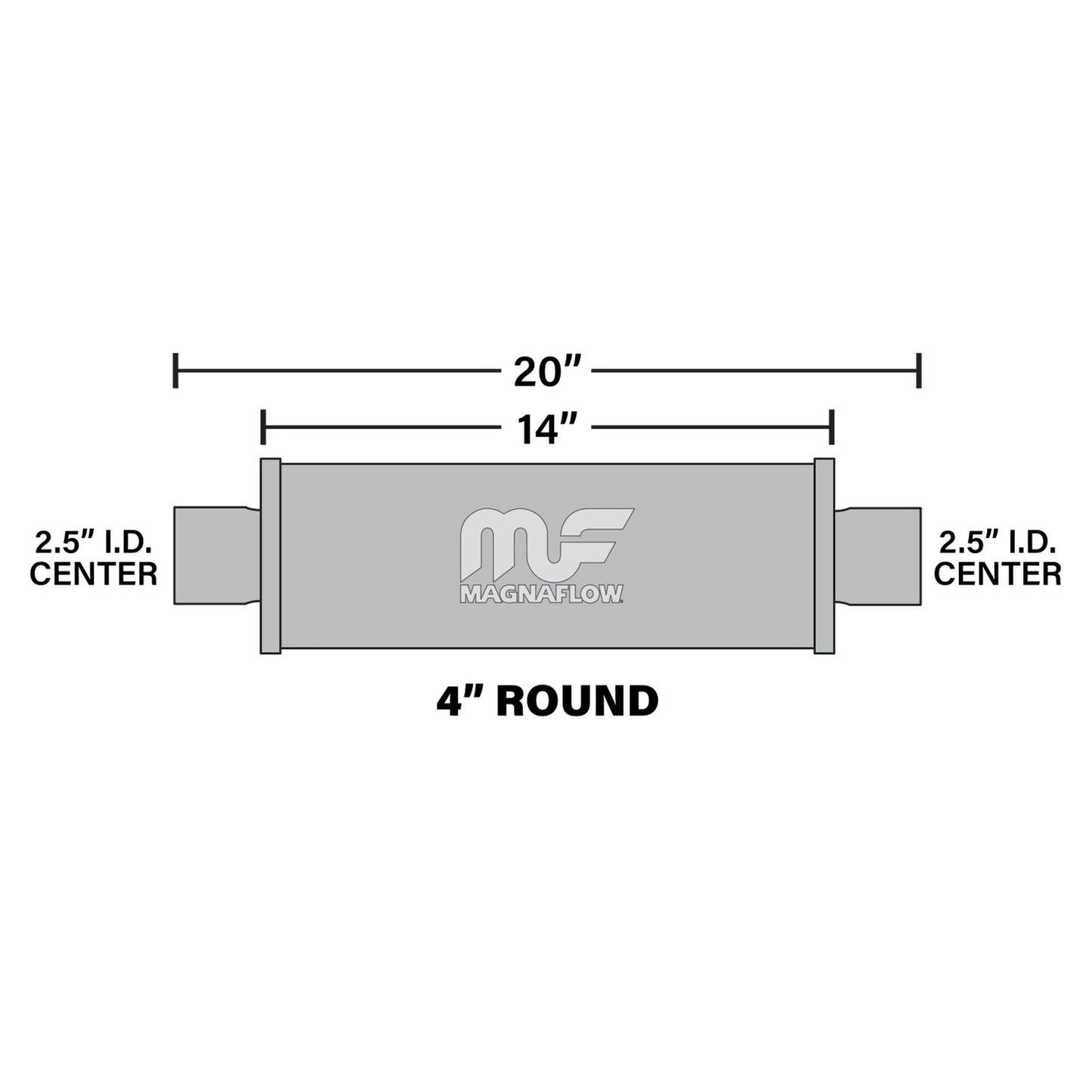 Straight-Through Performance Muffler; 2.5in. Center/Center; 4x14x4 Body by MagnaFlow Exhaust Products