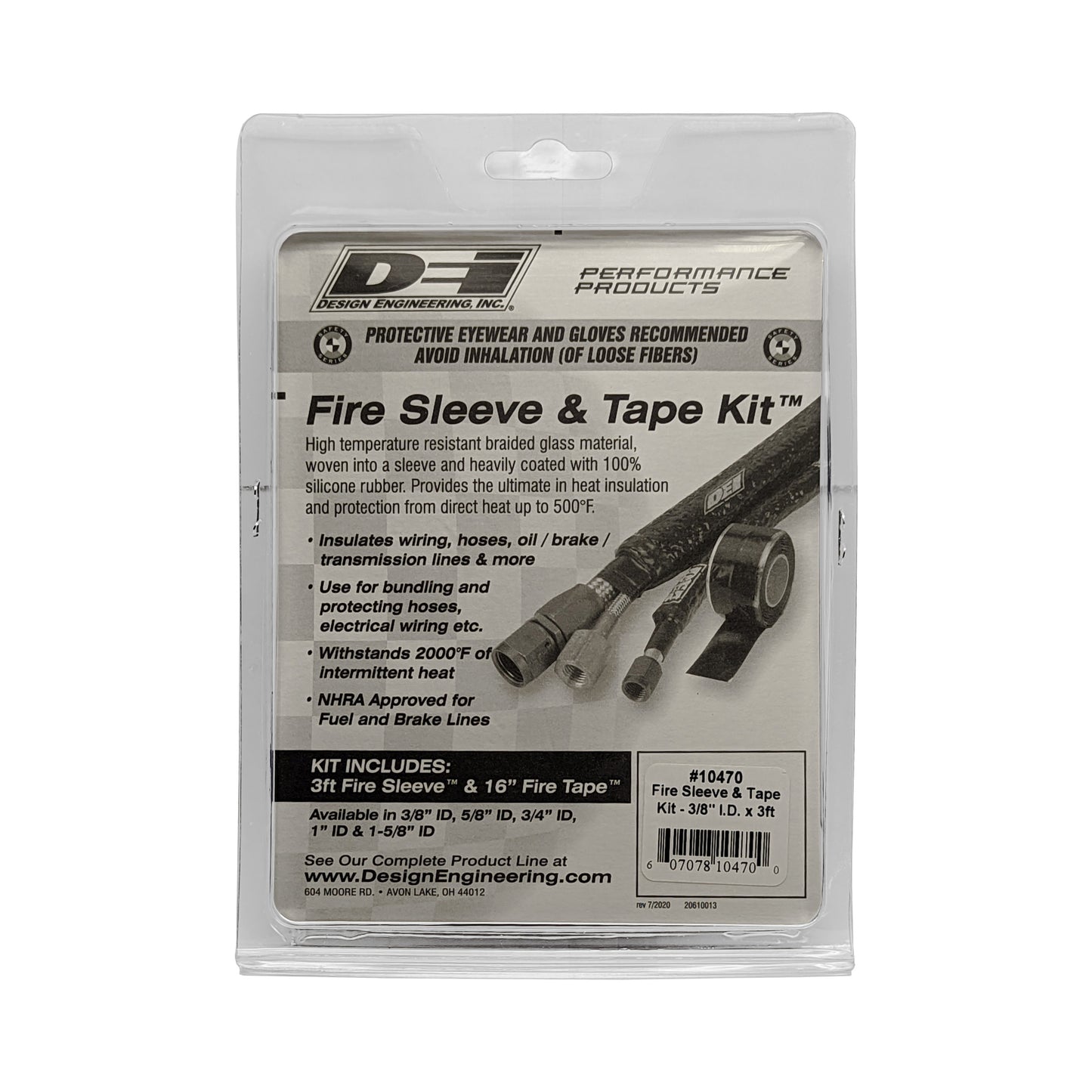 Fire Sleeve & Tape Kit 3/8in x 36in by Design Engineering