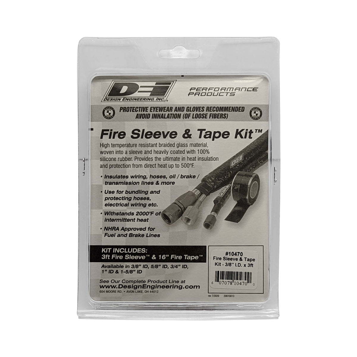Fire Sleeve & Tape Kit 3/8in x 36in by Design Engineering