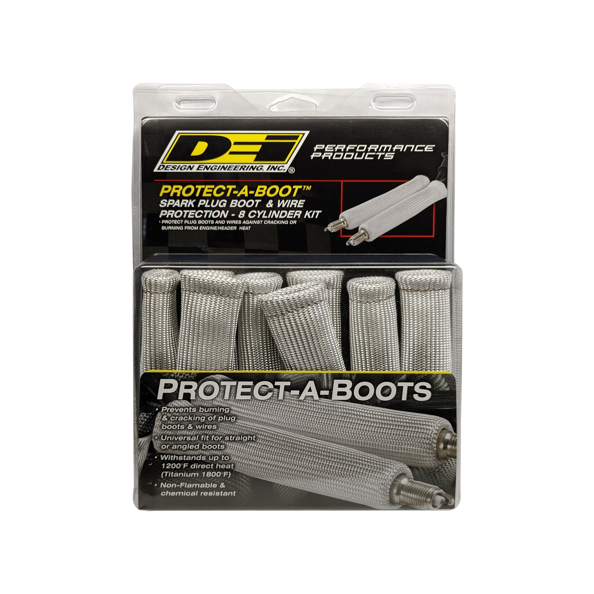 Eight silver 6 inch Protect-A-Boots with internal metal ring. by Design Engineering