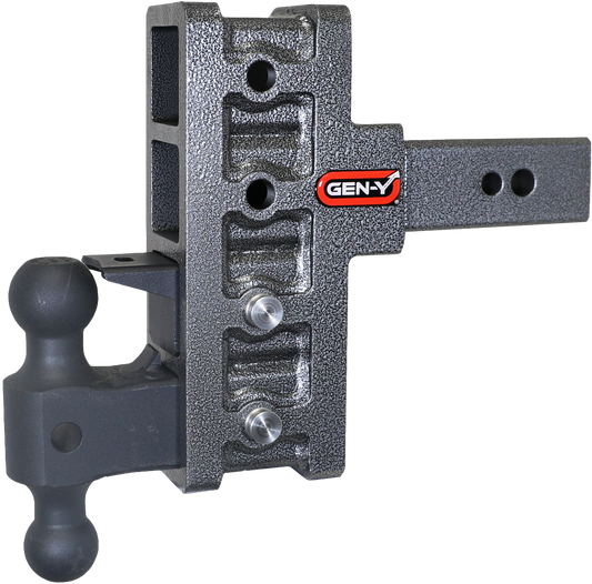 MEGA-DUTY 2.5" Shank 6" Offset Drop 3.5K TW 32K Hitch Dual-Ball & Pintle Lock by GEN-Y Hitch